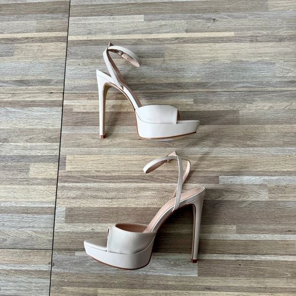 Steve Madden MAIDEN bone leather platform dress heel sandals, women’s size 6 - Picture 7 of 8